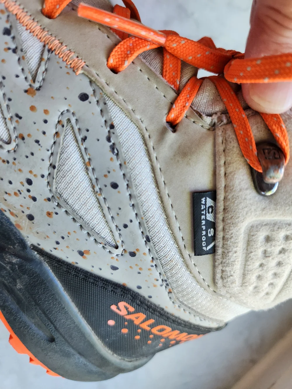 Salomon Beige and Orange Kids Trail Shoes - Size 2
